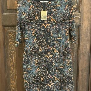 Peruvian Connection Black and Orange Midi Dress